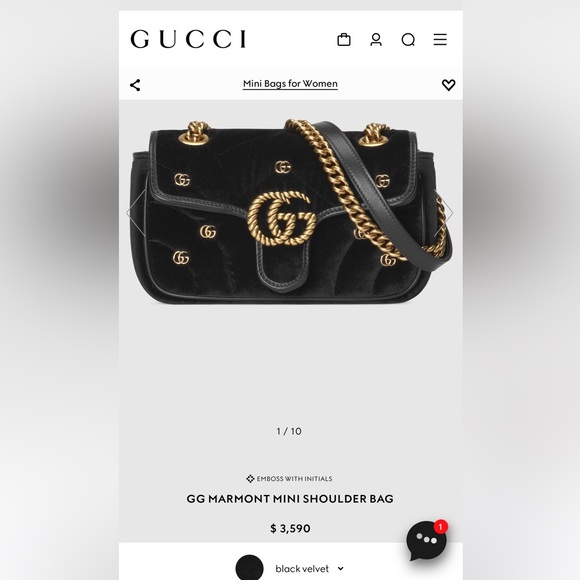 GUCCI GG Marmont velvet small bag Royal Blue Velour - Picture 9 of 9